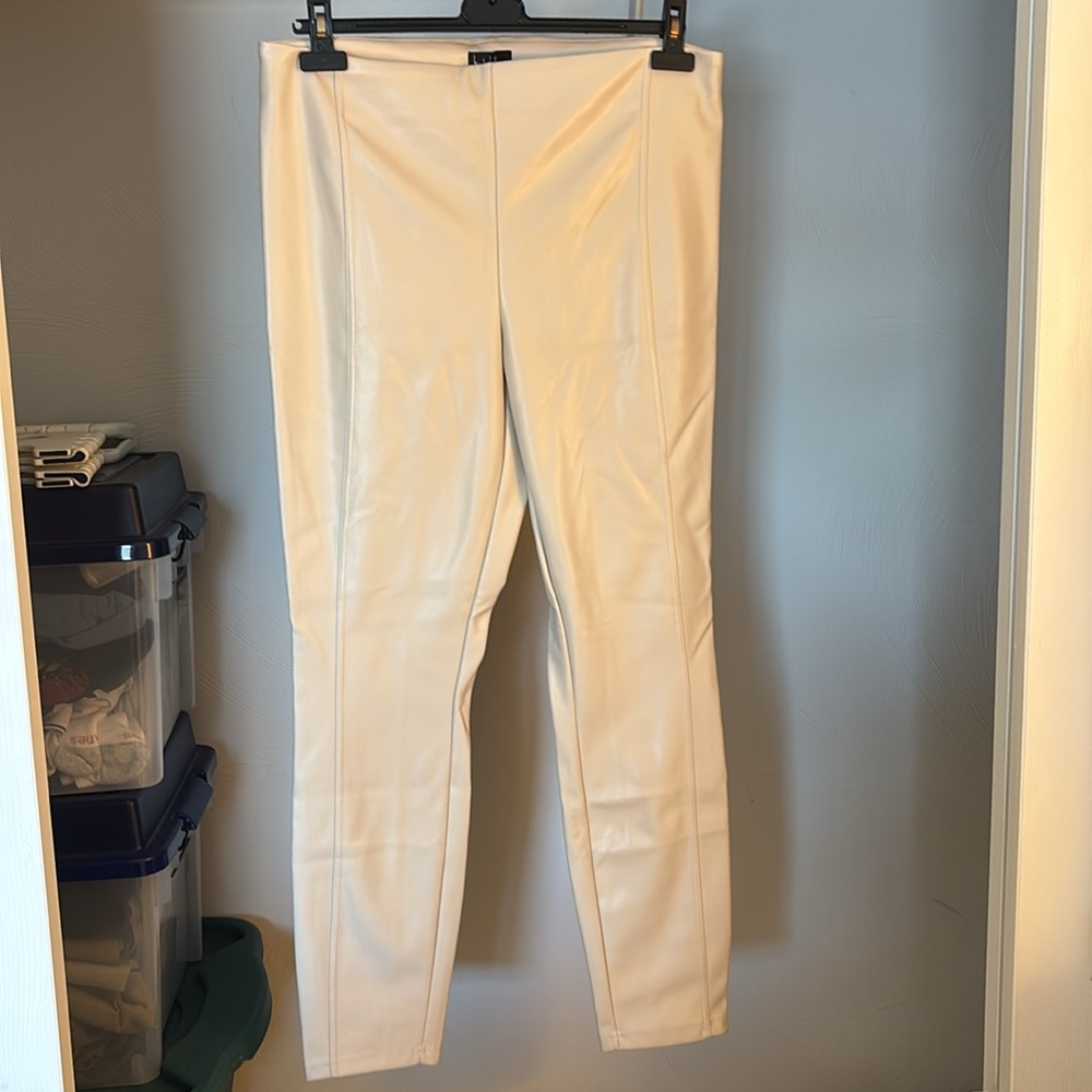 Cream colored pleather pants size L
